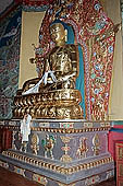 Kangra Valley - Norbulingka Institute - gilded statue of Buddha Shakyamuni of the main temple